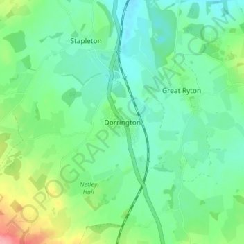 Dorrington topographic map, elevation, terrain