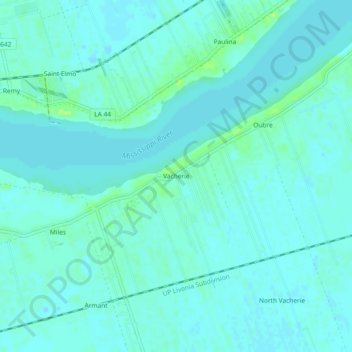 Vacherie topographic map, elevation, terrain