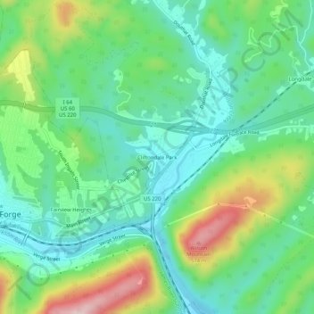 Cliftondale Park topographic map, elevation, terrain