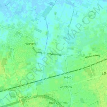 Hoge Donk topographic map, elevation, terrain
