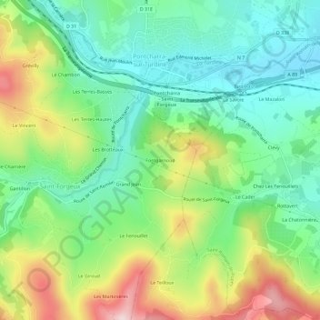 Fontgarnoud topographic map, elevation, terrain