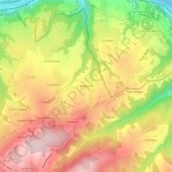 Montmain topographic map, elevation, terrain