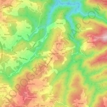 Pessegueiro topographic map, elevation, terrain