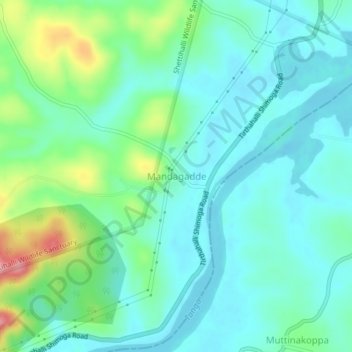 Mandagadde topographic map, elevation, terrain