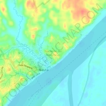 Naciente del Amazonas topographic map, elevation, terrain