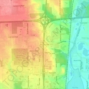 North Dayton topographic map, elevation, terrain