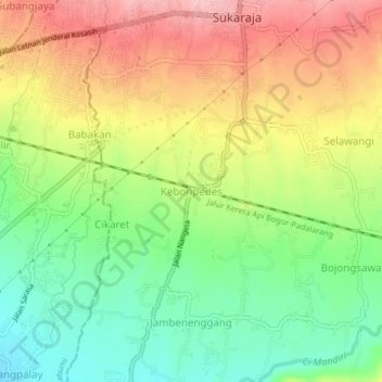 Kebonpedes topographic map, elevation, terrain