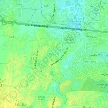Binong topographic map, elevation, terrain