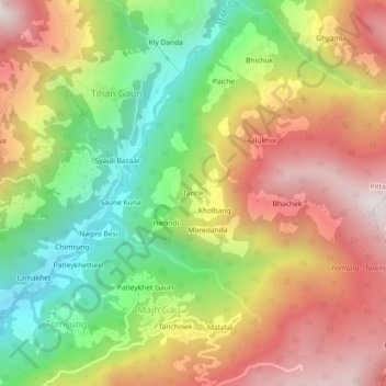 Tantle topographic map, elevation, terrain