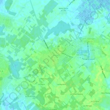 Chéray topographic map, elevation, terrain