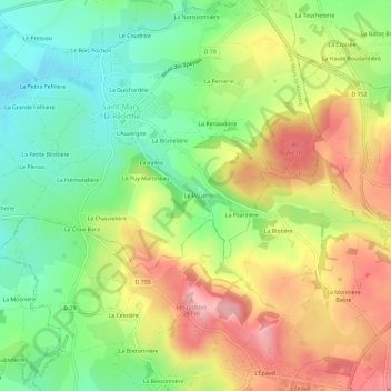 Le Pouët topographic map, elevation, terrain