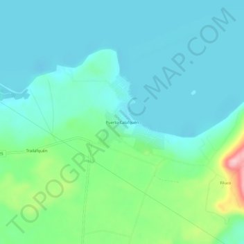 Puerto Calafquén topographic map, elevation, terrain