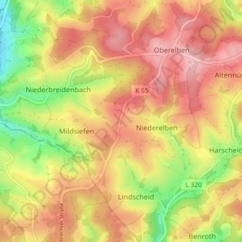 Grunewald topographic map, elevation, terrain