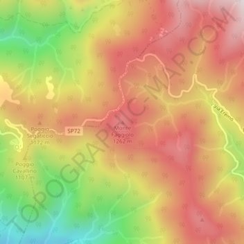 Monte Faggiolo topographic map, elevation, terrain