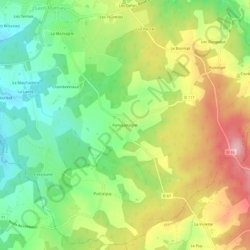 Fonsoumagne topographic map, elevation, terrain