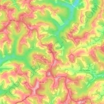 Limestone topographic map, elevation, terrain
