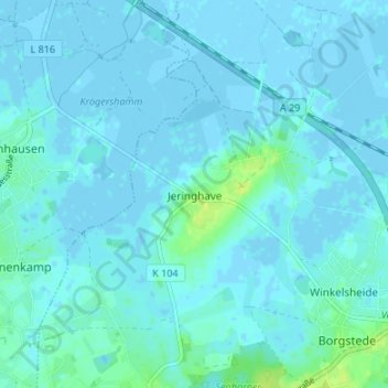 Jeringhave topographic map, elevation, terrain