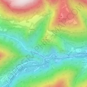 Piecagnano topographic map, elevation, terrain
