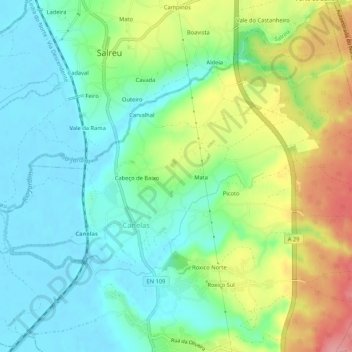 Cabeço de Cima topographic map, elevation, terrain