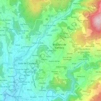 Carvalha topographic map, elevation, terrain