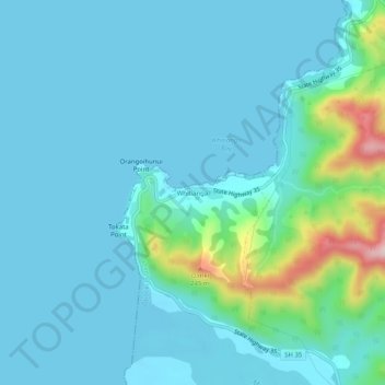 Whitianga topographic map, elevation, terrain