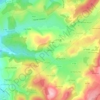 Chez Bost topographic map, elevation, terrain