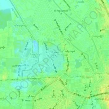 Sangkat Tuol Sangkae 2 topographic map, elevation, terrain