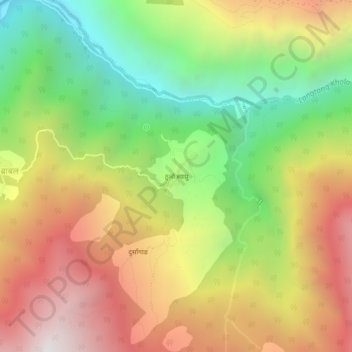 Thulo Syābru topographic map, elevation, terrain