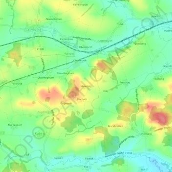Hareding topographic map, elevation, terrain