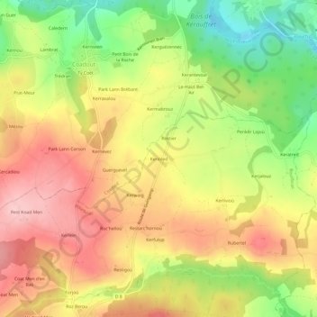 Kerioled topographic map, elevation, terrain