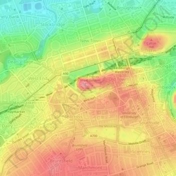 Castle Rock topographic map, elevation, terrain