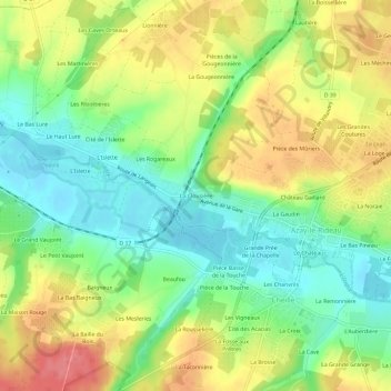 La Clousière topographic map, elevation, terrain