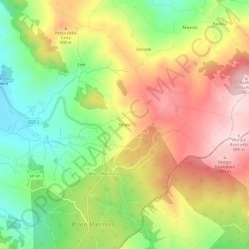 Pelato topographic map, elevation, terrain
