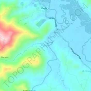 Mandali topographic map, elevation, terrain