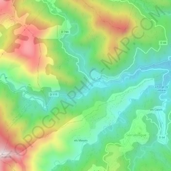 Le Tech topographic map, elevation, terrain