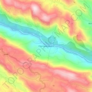 Chempakappara topographic map, elevation, terrain