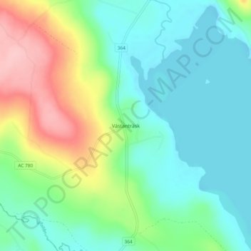 Västanträsk topographic map, elevation, terrain