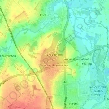 Broadnook topographic map, elevation, terrain