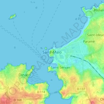 Saint-Malo topographic map, elevation, terrain