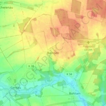 Barnsen topographic map, elevation, terrain