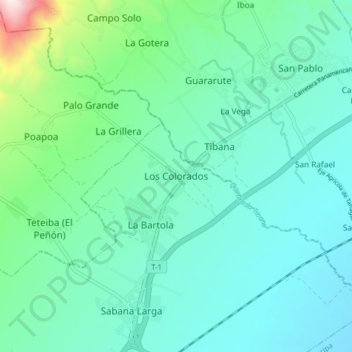 Los Colorados topographic map, elevation, terrain