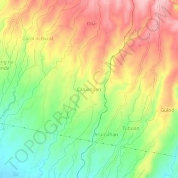 Caluangan topographic map, elevation, terrain