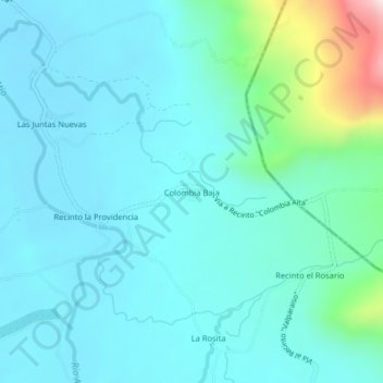 Colombia Baja topographic map, elevation, terrain