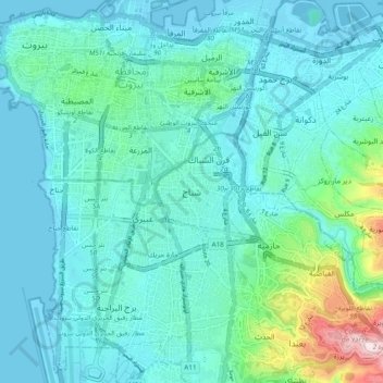 Chiyah topographic map, elevation, terrain