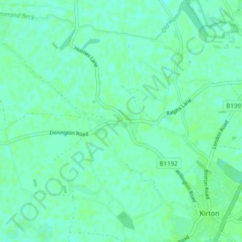Kirton End topographic map, elevation, terrain