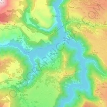 Plužine topographic map, elevation, terrain