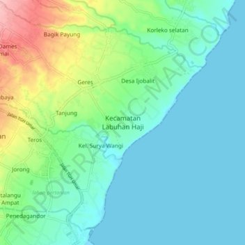 Kecamatan Labuhan Haji topographic map, elevation, terrain