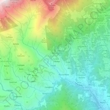 Canova topographic map, elevation, terrain