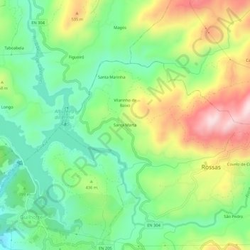 Santa Marta topographic map, elevation, terrain