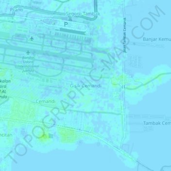 Gisik Cemandi topographic map, elevation, terrain